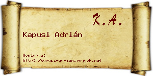 Kapusi Adrián névjegykártya